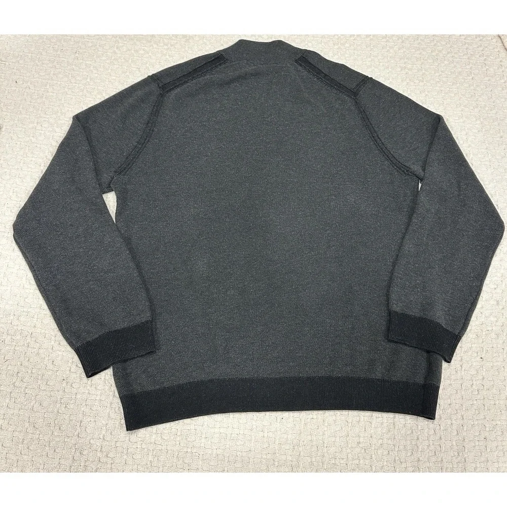 Tommy Bahama Reversible‎ Quarter Zip Sweater XL Gray 100% Pima Cotton Pullover